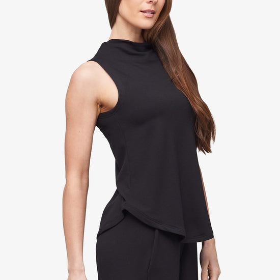 Briar Sleeveless Top  - Women's Basic tank top with mock neck in black - side | Daub + Design