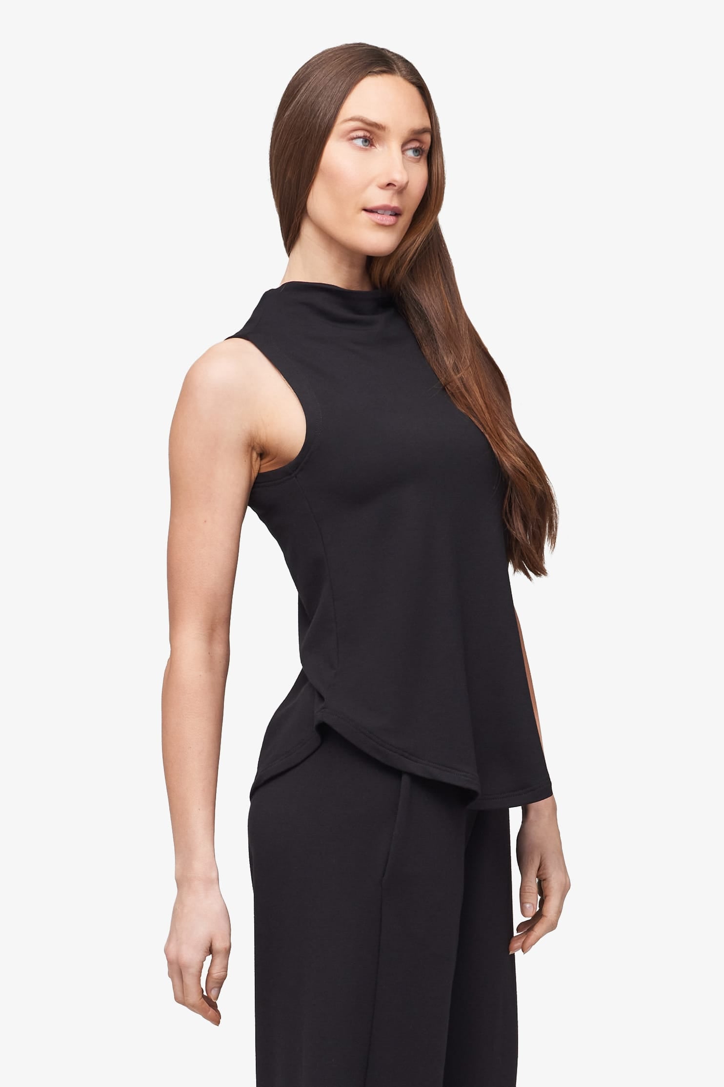Briar Sleeveless Top  - Women's Basic tank top with mock neck in black - side | Daub + Design