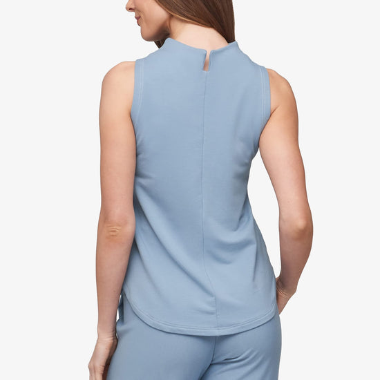 Briar Sleeveless Top  - Women's Basic tank top with mock neck in Coastal Blue | Daub + Design