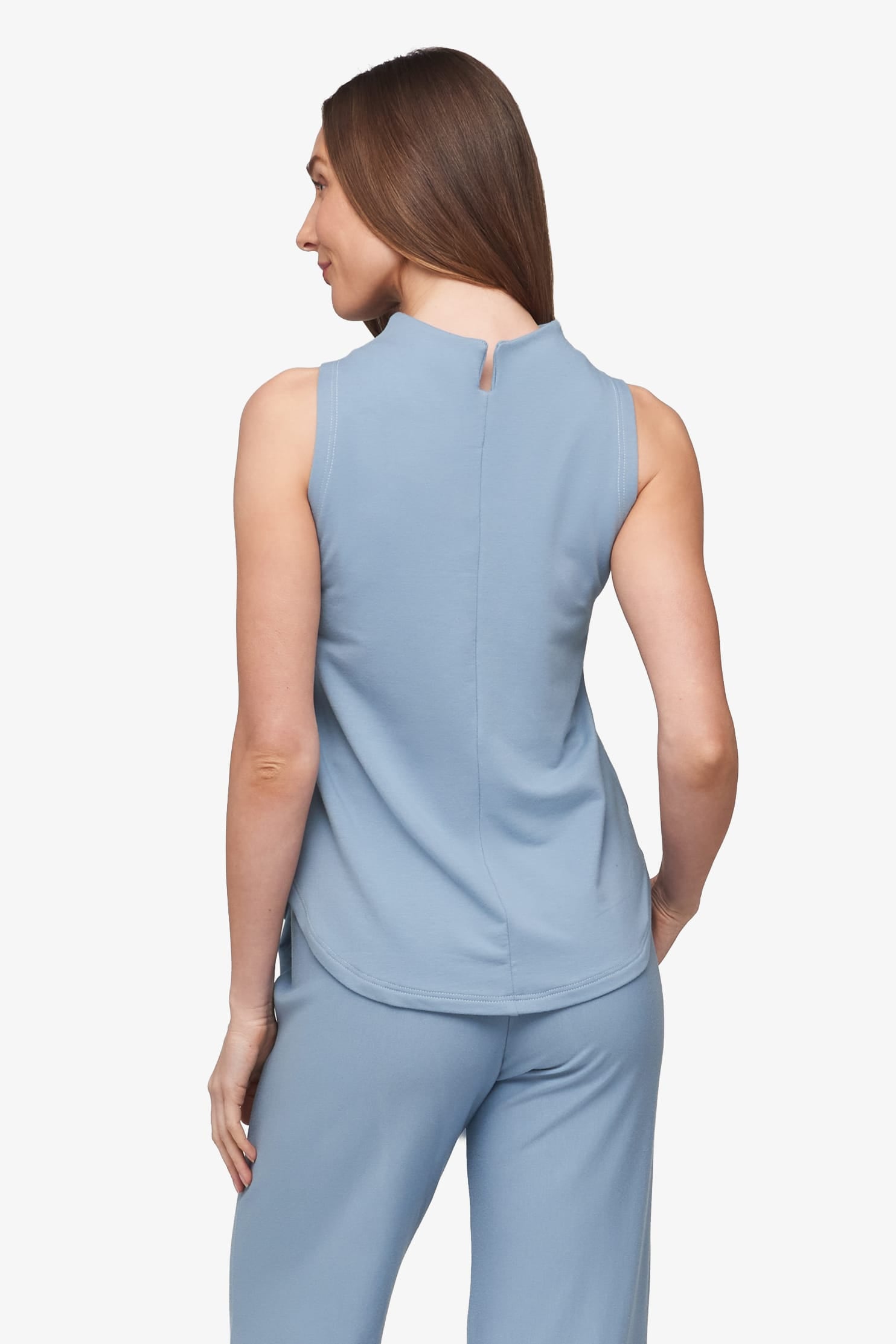 Briar Sleeveless Top  - Women's Basic tank top with mock neck in Coastal Blue | Daub + Design