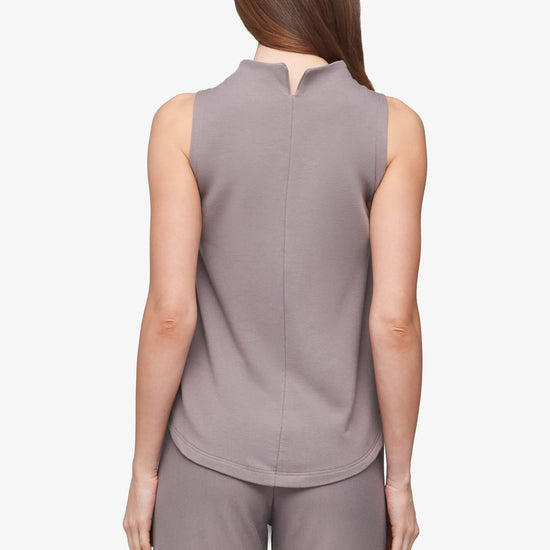 Briar Sleeveless Top  - Women's Basic tank top with mock neck in Driftwood grey | Daub + Design
