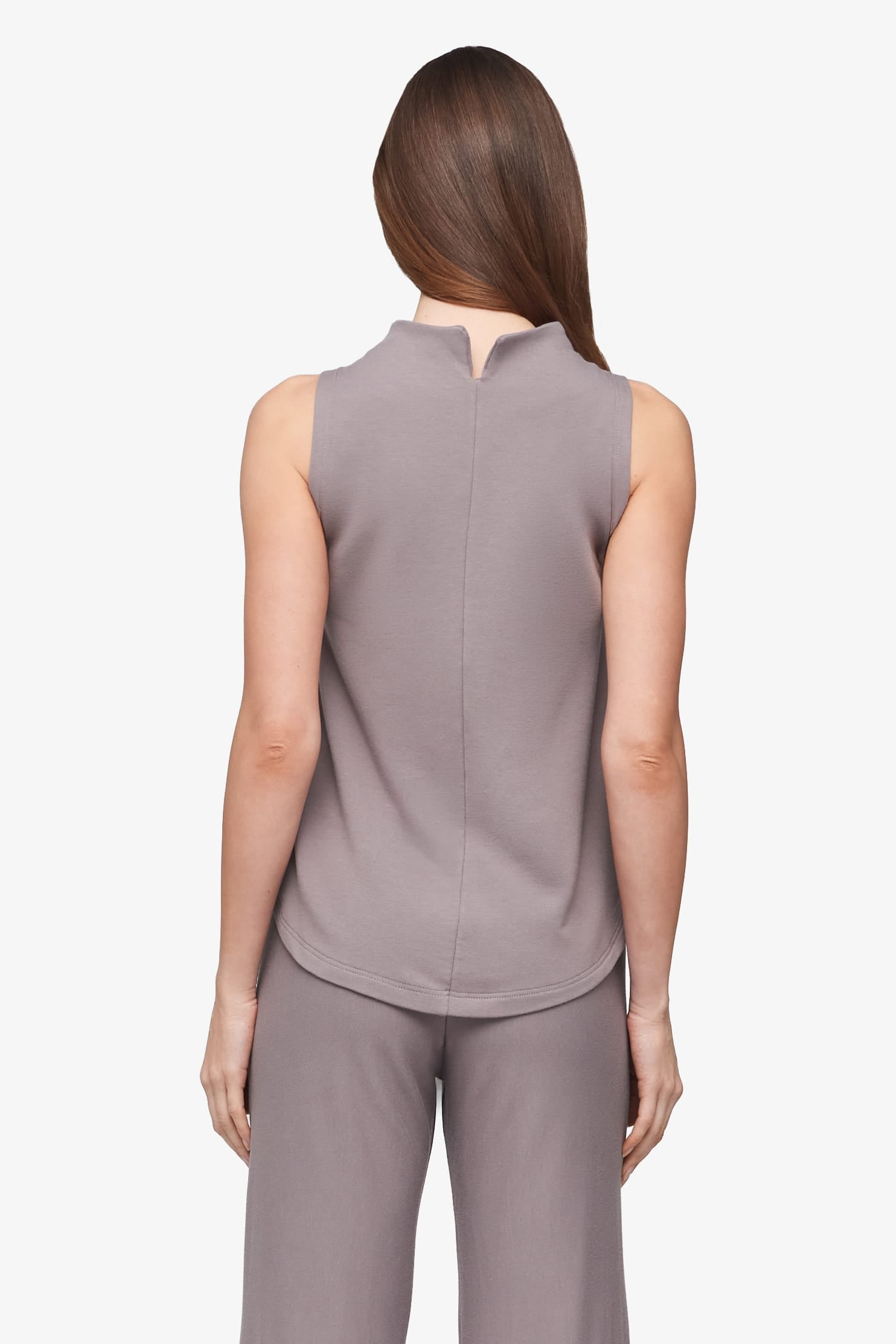 Briar Sleeveless Top  - Women's Basic tank top with mock neck in Driftwood grey | Daub + Design