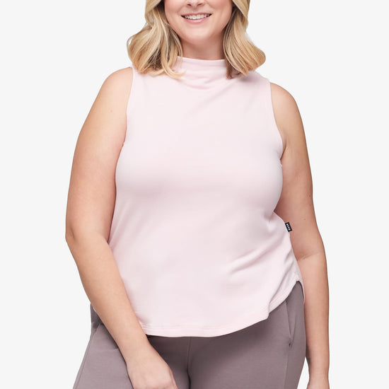 Briar Sleeveless Top  - Women's Basic tank top with mock neck in Rose Quartz Pink | Daub + Design