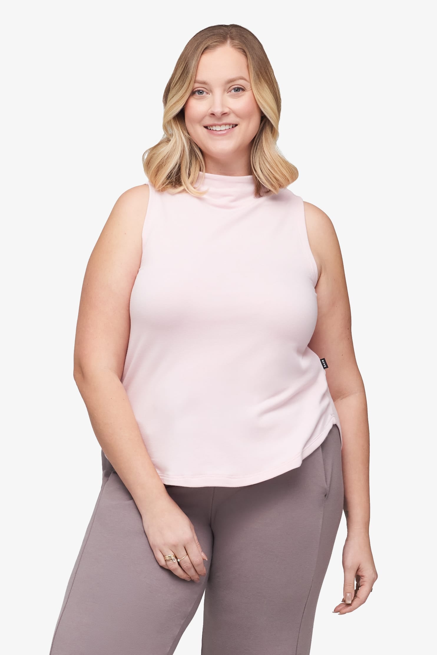 Briar Sleeveless Top  - Women's Basic tank top with mock neck in Rose Quartz Pink | Daub + Design