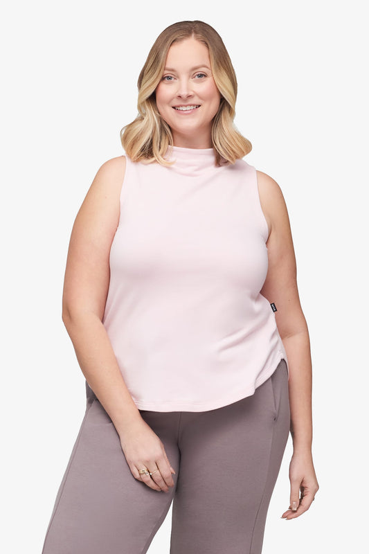 Briar Sleeveless Top  - Women's Basic tank top with mock neck in Rose Quartz Pink | Daub + Design