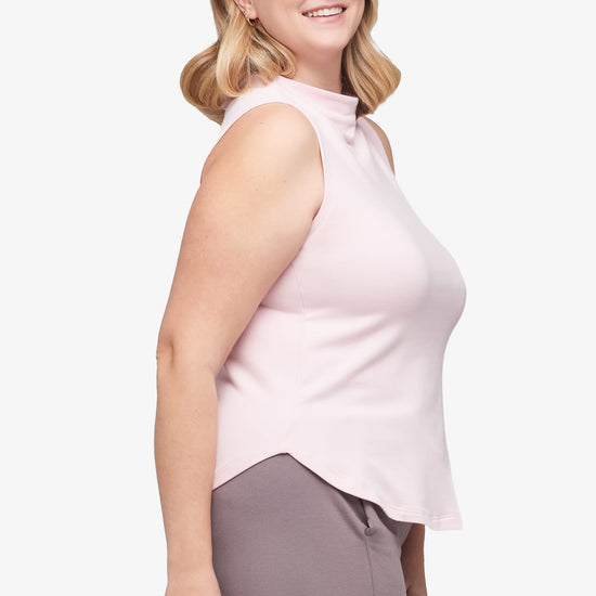Briar Sleeveless Top  - Women's Basic tank top with mock neck in Rose Quartz Pink | Daub + Design
