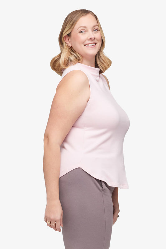 Briar Sleeveless Top  - Women's Basic tank top with mock neck in Rose Quartz Pink | Daub + Design