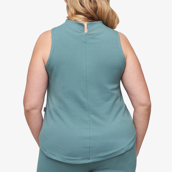 Briar Sleeveless Top  - Women's Basic tank top with mock neck in North Atlantic green | Daub + Design