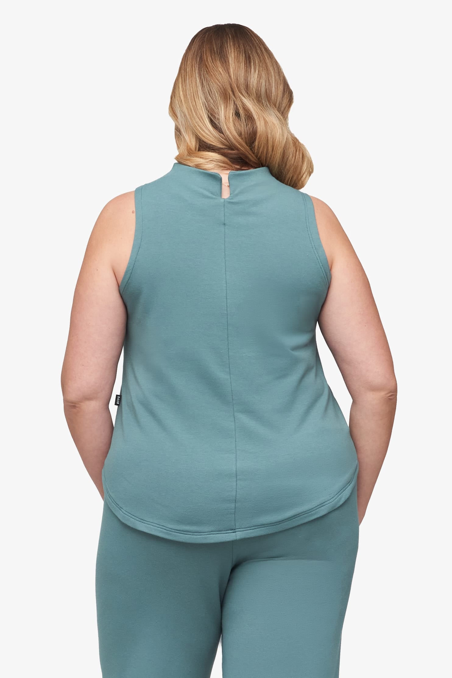 Briar Sleeveless Top  - Women's Basic tank top with mock neck in North Atlantic green | Daub + Design