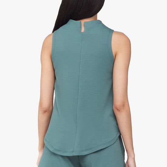 Briar Sleeveless Top  - Women's Basic tank top with mock neck in North Atlantic green | Daub + Design