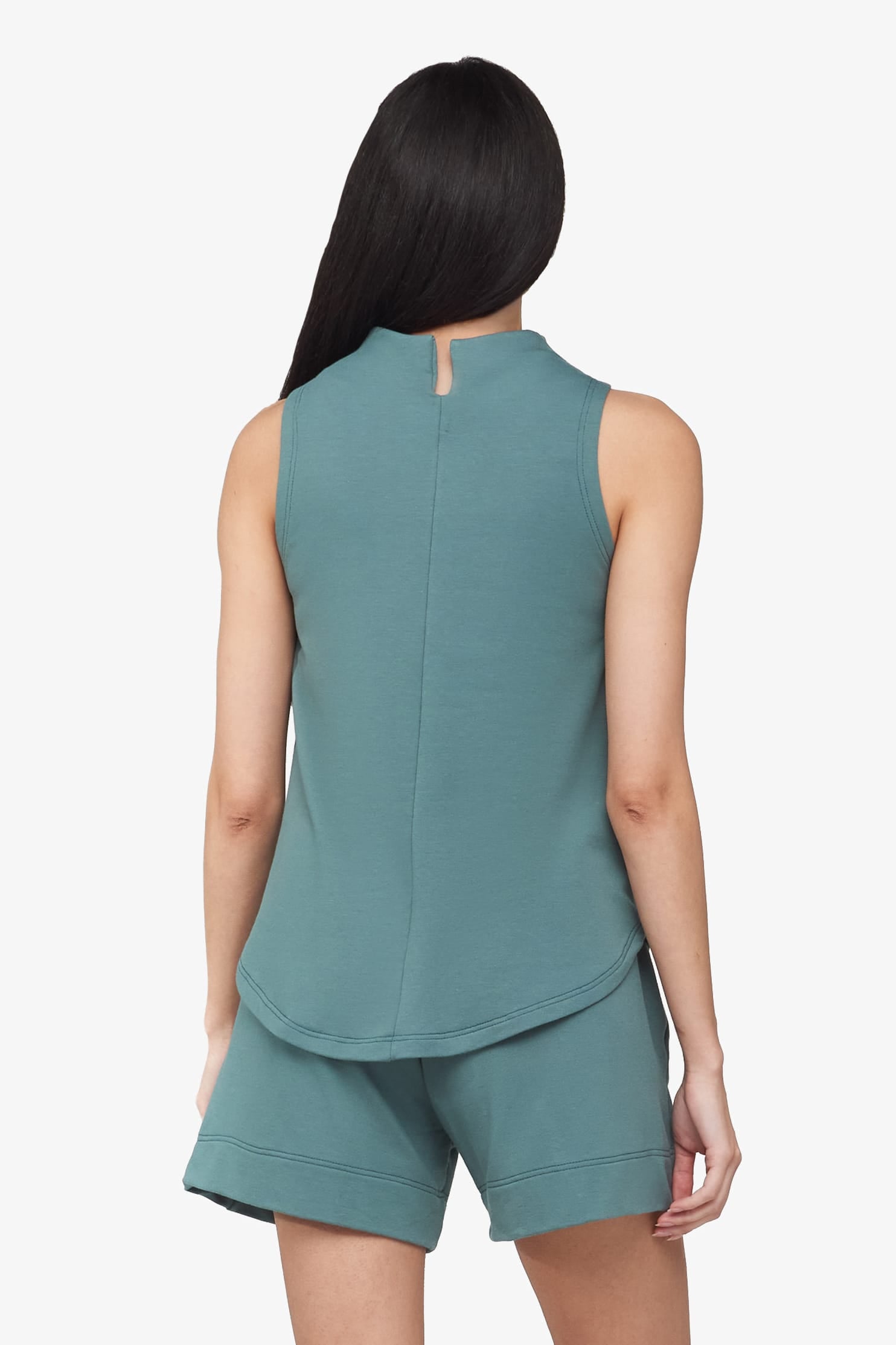 Briar Sleeveless Top  - Women's Basic tank top with mock neck in North Atlantic green | Daub + Design