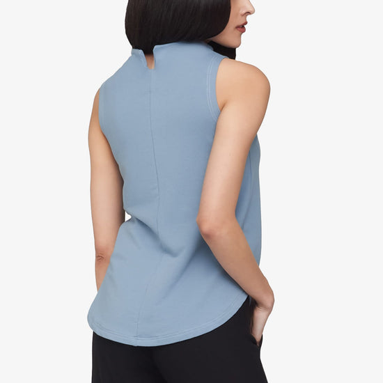 Briar Sleeveless Top  - Women's Basic tank top with mock neck in Coastal Blue | Daub + Design