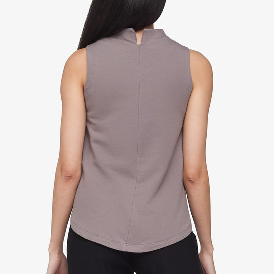 Briar Sleeveless Top  - Women's Basic tank top with mock neck in Driftwood grey | Daub + Design