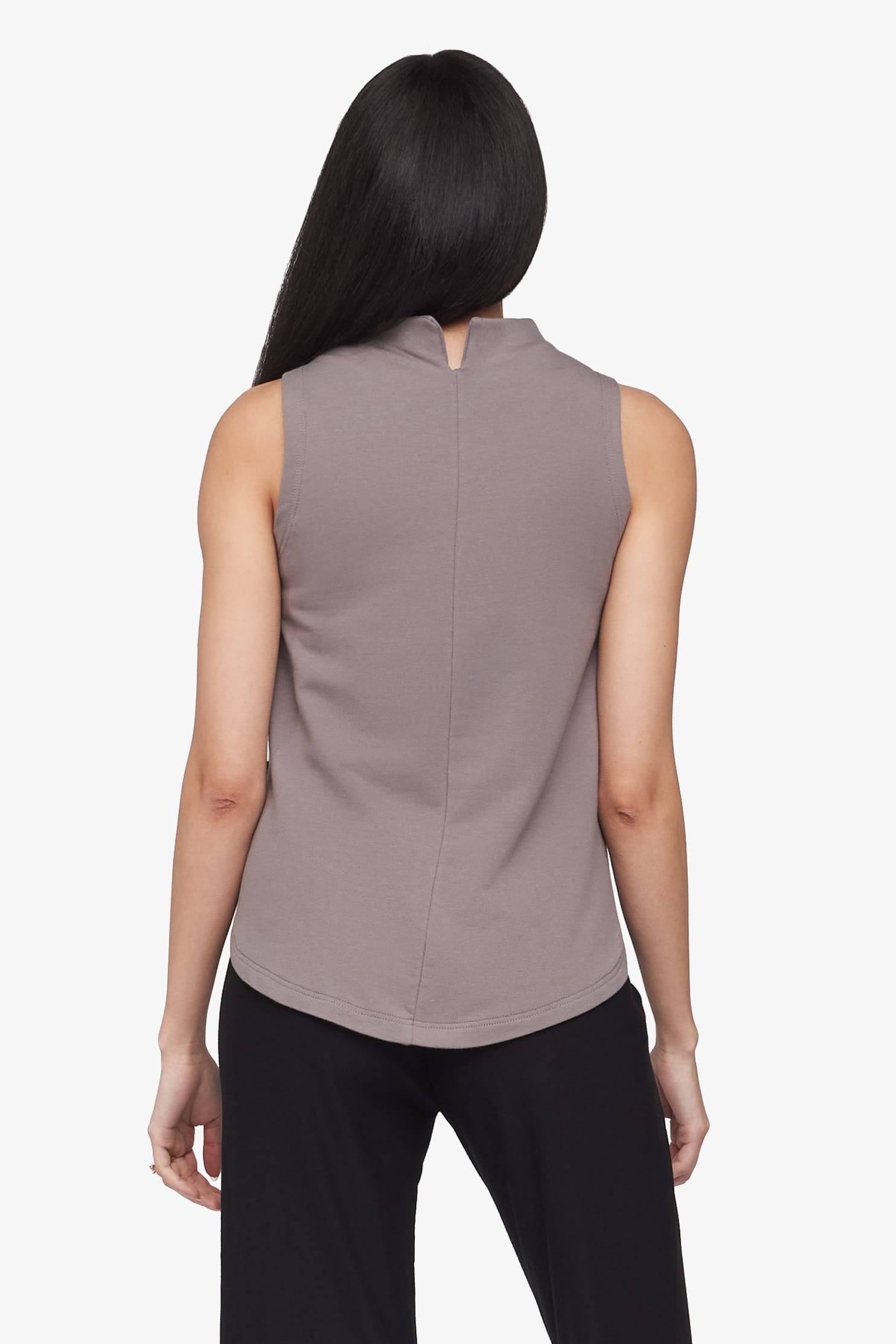 Briar Sleeveless Top  - Women's Basic tank top with mock neck in Driftwood grey | Daub + Design