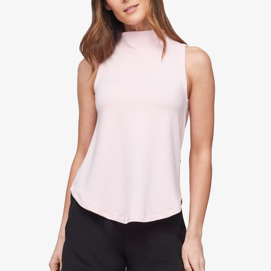 Briar Sleeveless Top  - Women's Basic tank top with mock neck in Rose Quartz Pink | Daub + Design
