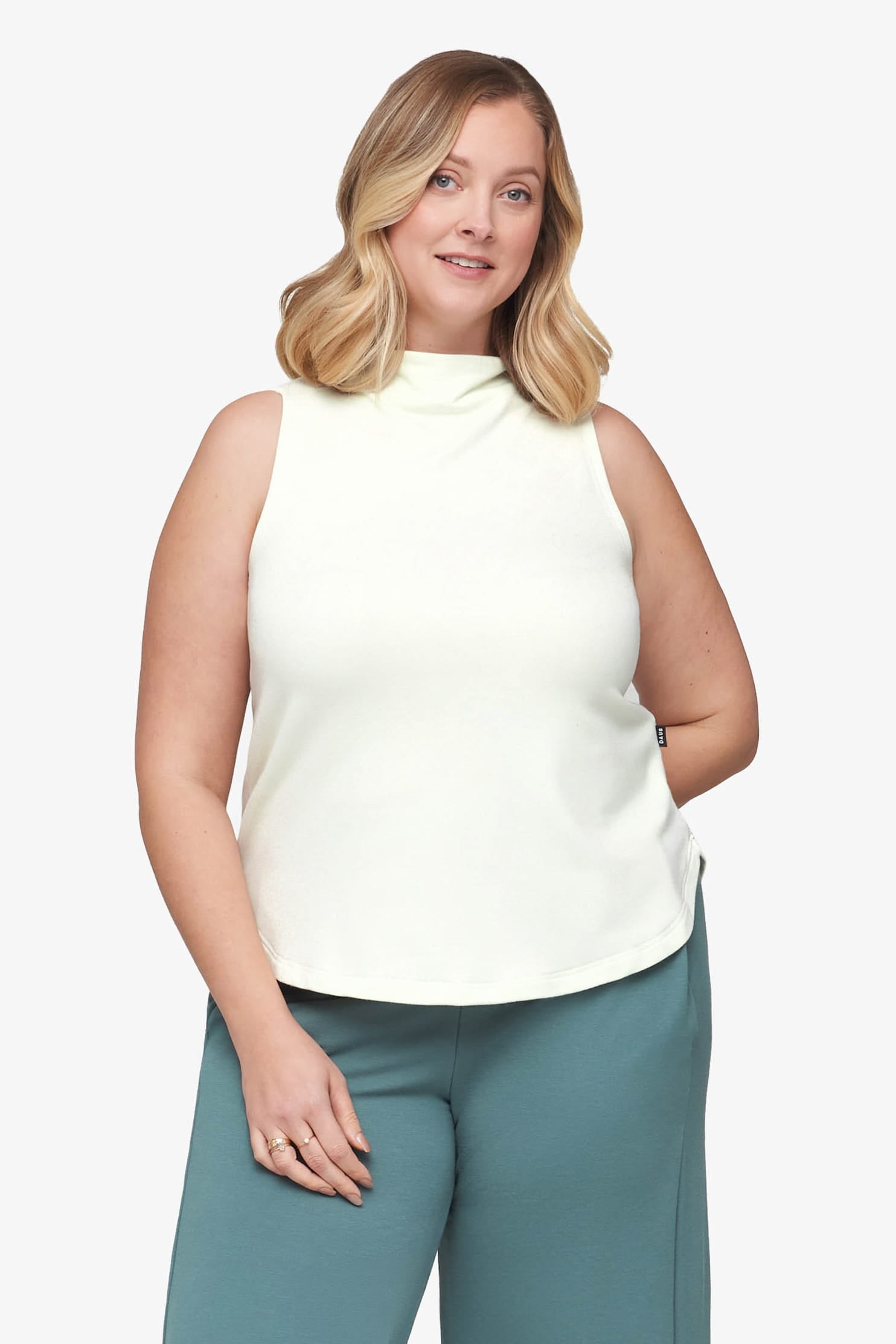 Briar Sleeveless Top  - Women's Basic tank top with mock neck in Sea Glass mint | Daub + Design