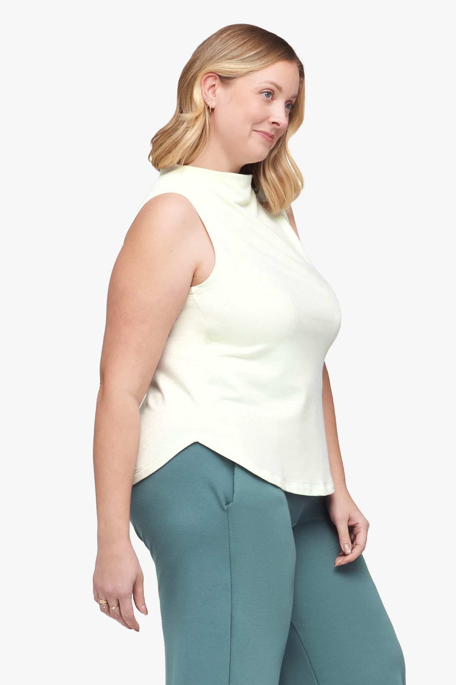 Briar Sleeveless Top  - Women's Basic tank top with mock neck in Sea Glass mint | Daub + Design