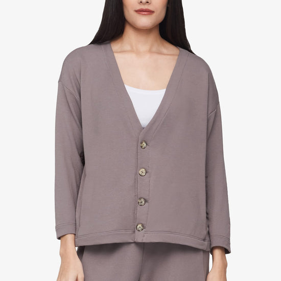 Cove Cardigan  - Women's Basic 4 buttons cardigan in Driftwood grey | Daub + Design