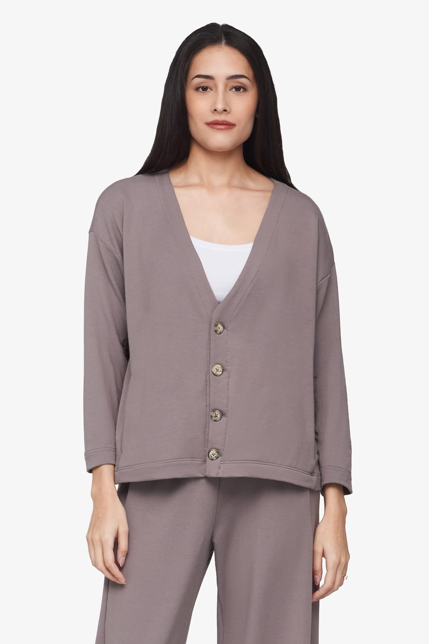 Cove Cardigan  - Women's Basic 4 buttons cardigan in Driftwood grey | Daub + Design
