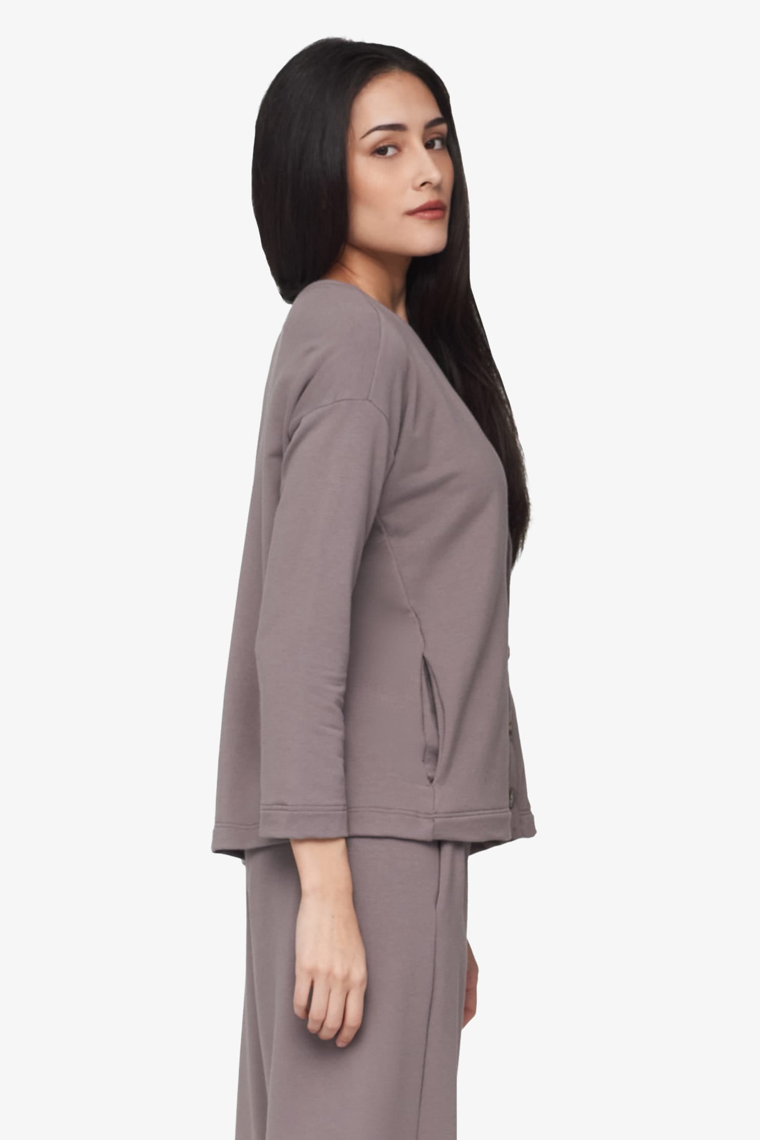 Cove Cardigan  - Women's Basic 4 buttons cardigan in Driftwood grey | Daub + Design