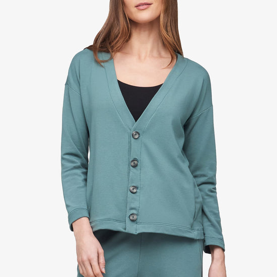 Cove Cardigan  - Women's Basic 4 buttons cardigan in North Atlantic green | Daub + Design