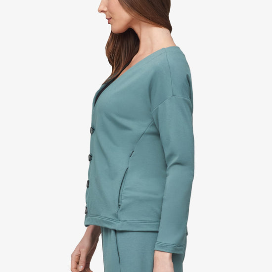 Cove Cardigan  - Women's Basic 4 buttons cardigan in North Atlantic green | Daub + Design