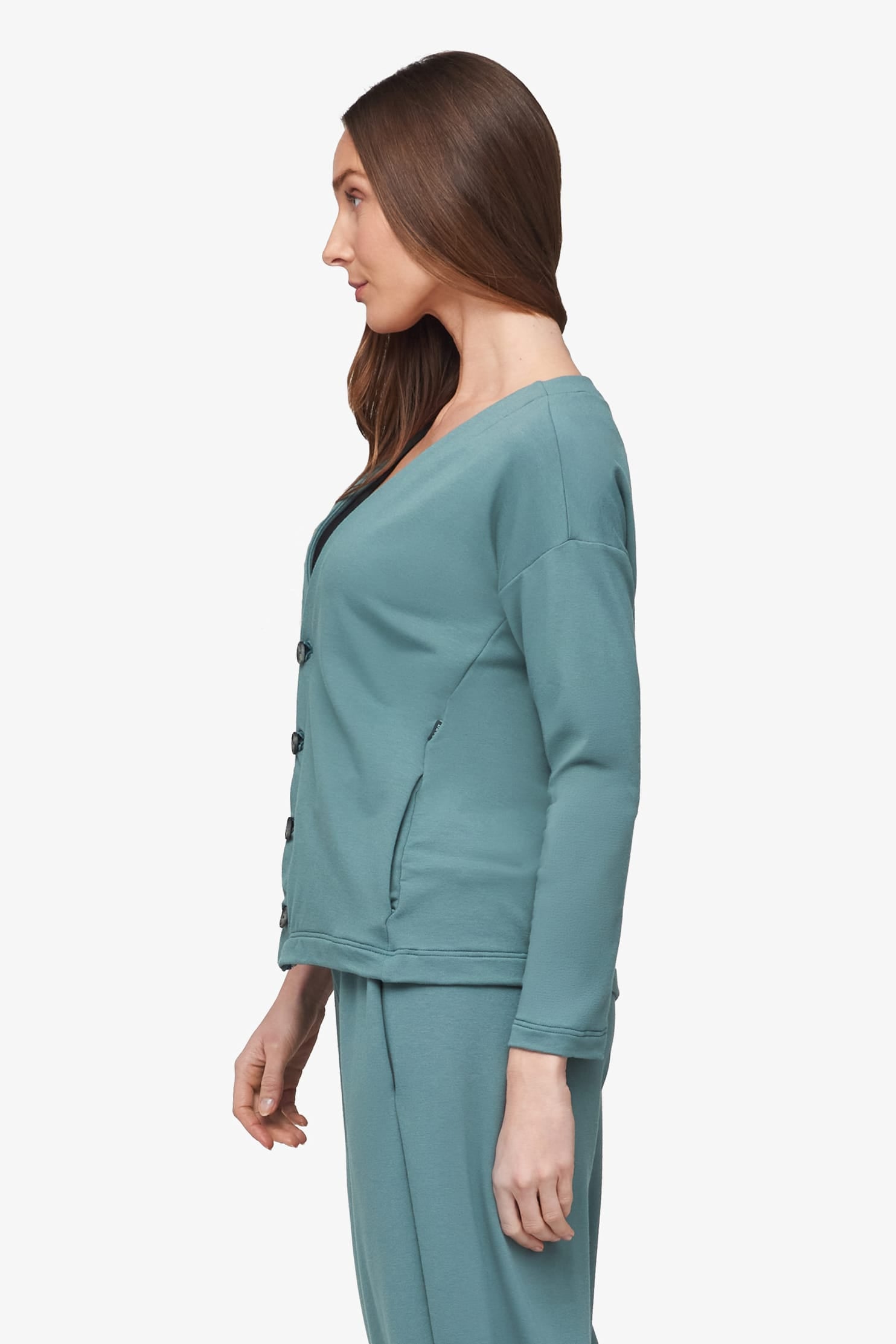 Cove Cardigan  - Women's Basic 4 buttons cardigan in North Atlantic green | Daub + Design