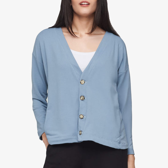 Cove Cardigan  - Women's Basic 4 buttons cardigan in Coastal Blue | Daub + Design