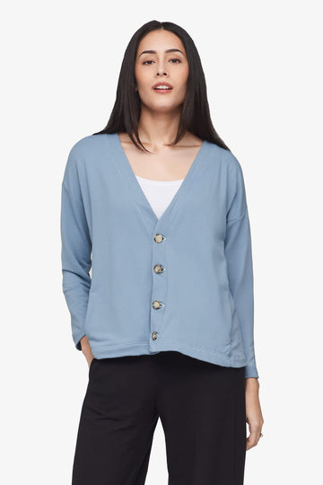 Cove Cardigan  - Women's Basic 4 buttons cardigan in Coastal Blue | Daub + Design