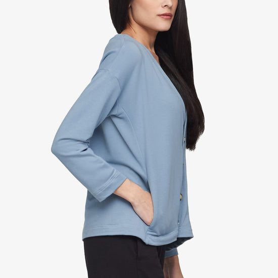 Cove Cardigan  - Women's Basic 4 buttons cardigan in Coastal Blue | Daub + Design