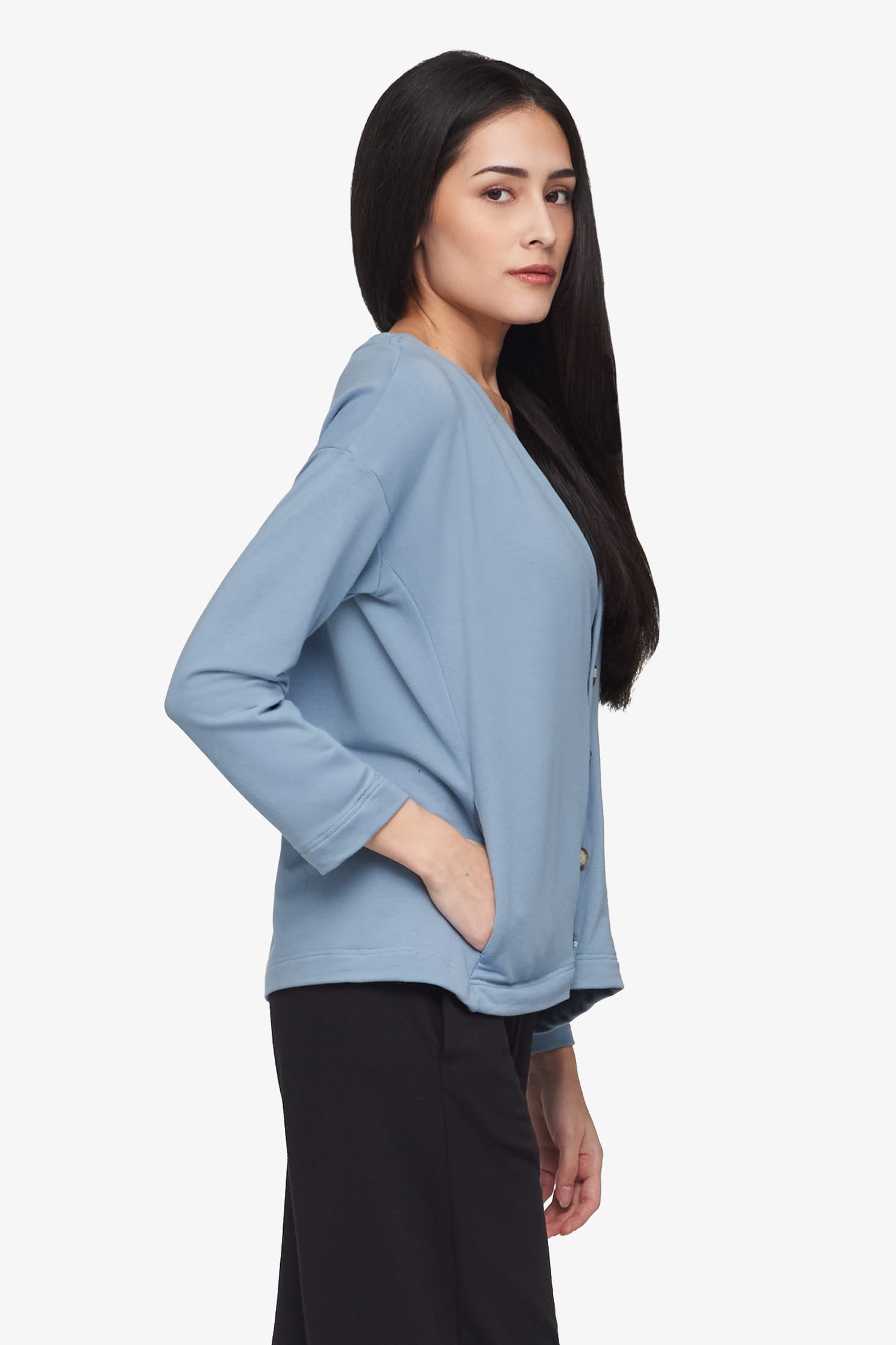 Cove Cardigan  - Women's Basic 4 buttons cardigan in Coastal Blue | Daub + Design