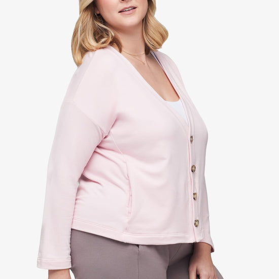 Cove Cardigan  - Women's Basic 4 buttons cardigan in Rose Quartz pink | Daub + Design