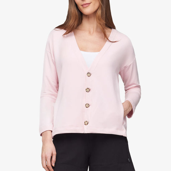 Cove Cardigan  - Women's Basic 4 buttons cardigan in Rose Quartz pink | Daub + Design