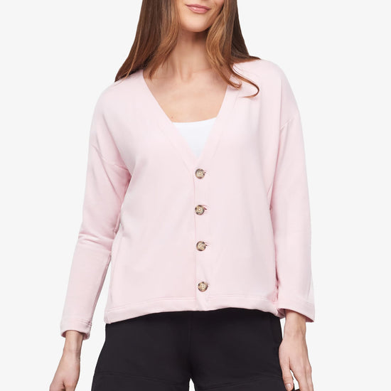 Cove Cardigan  - Women's Basic 4 buttons cardigan in Rose Quartz pink | Daub + Design