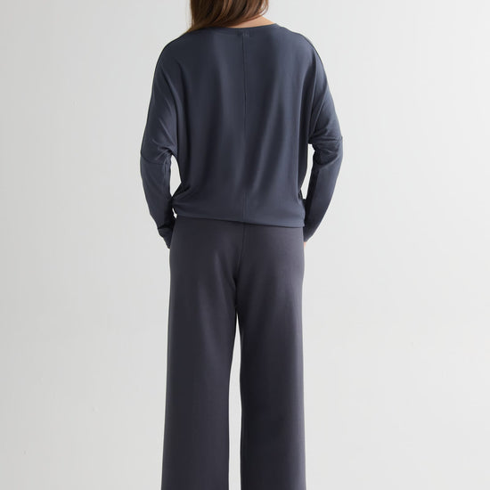Dolman Longsleeve in Ash with Starboard Pant in Ash - Women's Long Sleeve Top in Ash Grey and Women's Wide Leg Pant in Ash Grey | DAUB