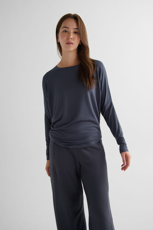 Dolman Longsleeve in Ash - Women's Long Sleeve Top in Ash Grey | DAUB