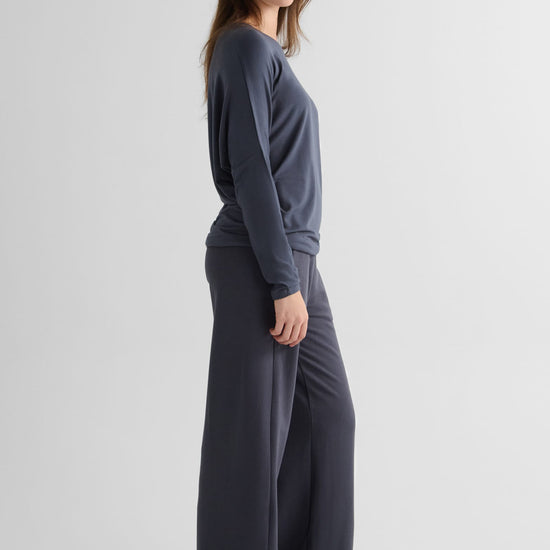Dolman Longsleeve in Ash with Starboard Pant in Ash - Women's Long Sleeve Top in Ash Grey and Women's Wide Leg Pant in Ash Grey | DAUB