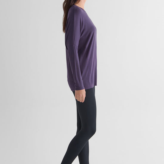 Dolman Longsleeve in Aubergine - Women's Long Sleeve Top in Aubergine Purple | DAUB