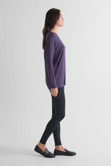 Dolman Longsleeve in Aubergine - Women's Long Sleeve Top in Aubergine Purple | DAUB