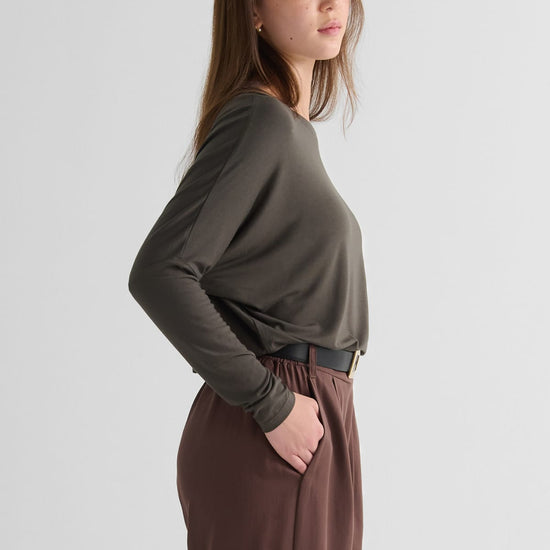 Dolman Longsleeve in Spruce - Women's Long Sleeve Top in Spruce Green | DAUB