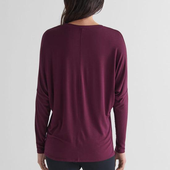 Dolman Longsleeve in Syrah - Women's Long Sleeve Top in Burgundy | DAUB