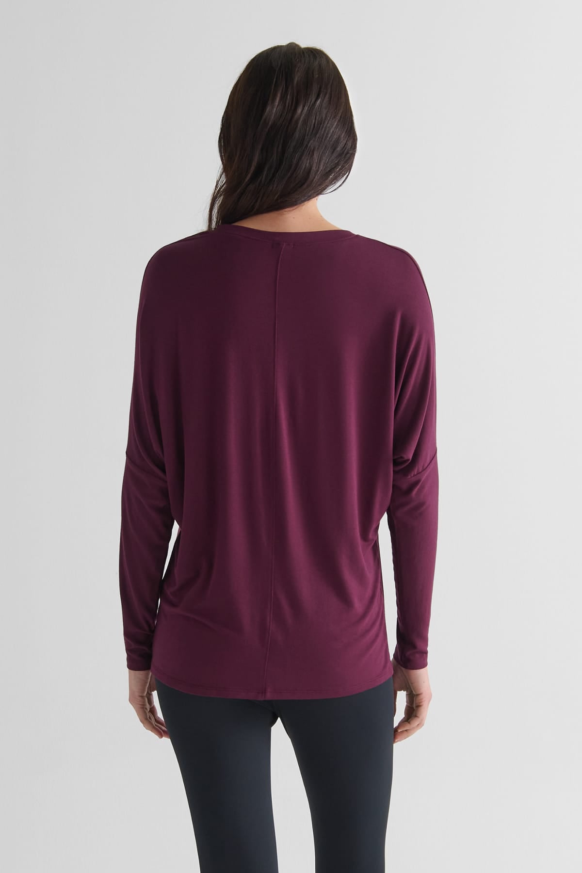 Dolman Longsleeve in Syrah - Women's Long Sleeve Top in Burgundy | DAUB