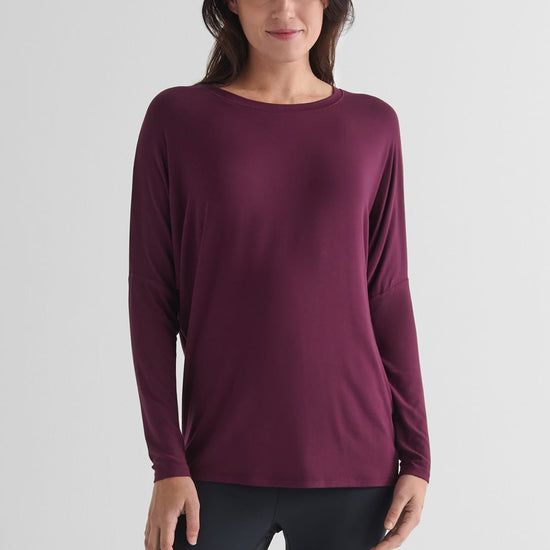 Dolman Longsleeve in Syrah - Women's Long Sleeve Top in Burgundy | DAUB