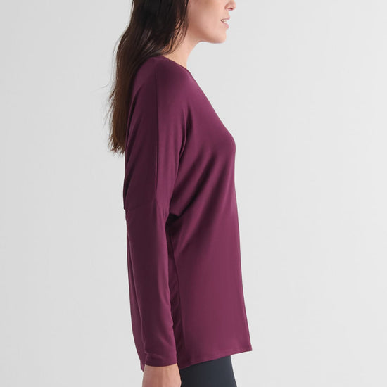 Dolman Longsleeve in Syrah - Women's Long Sleeve Top in Burgundy | DAUB