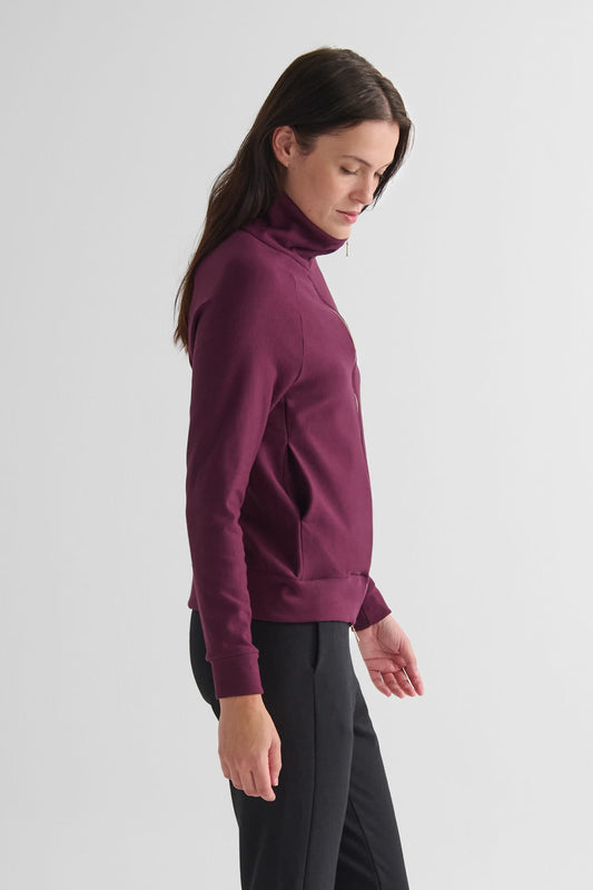 Freedom Full Zip Sweatshirt in Syrah - Women's Full Zip Fleece Sweatshirt in Burgundy | DAUB