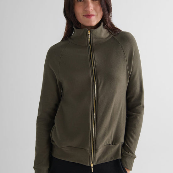 Freedom Full Zip Sweatshirt in Spruce - Women's Full Zip Fleece Sweatshirt in Spruce Green | DAUB