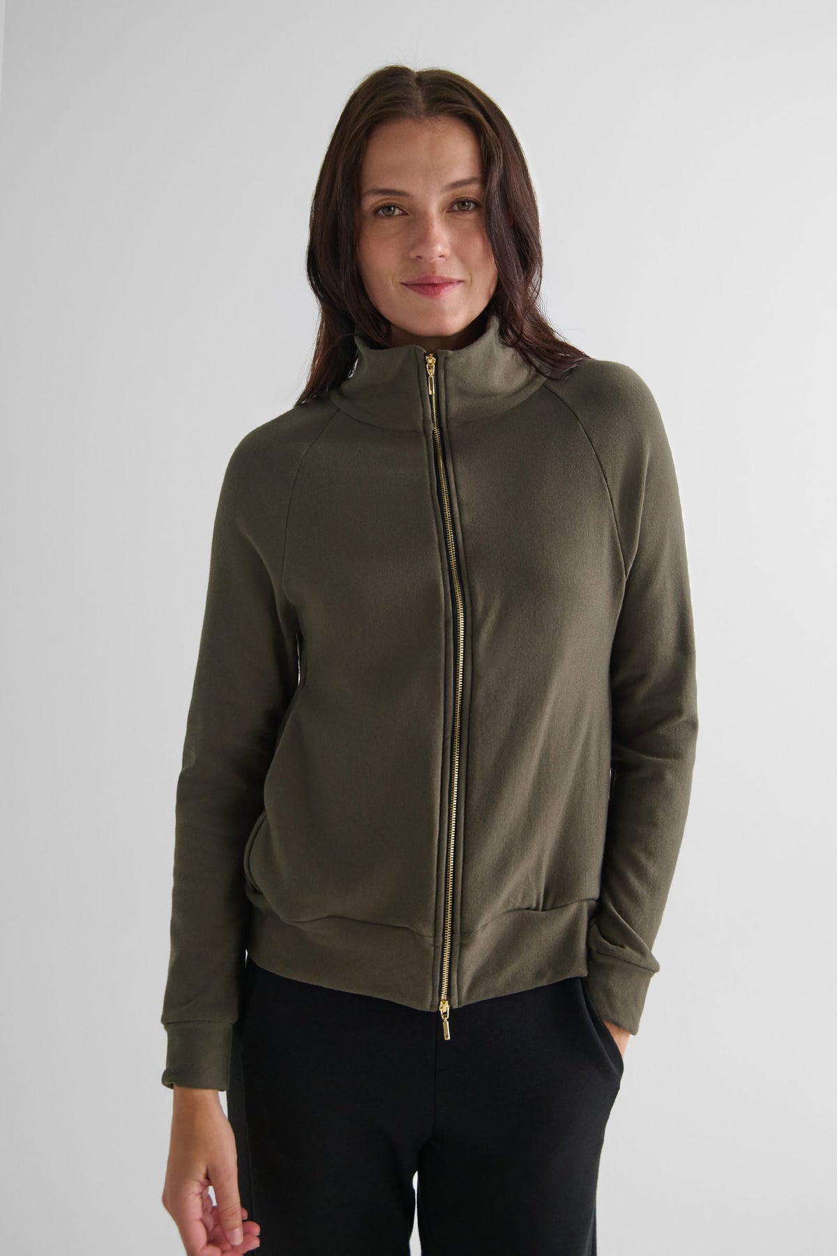 Freedom Full Zip Sweatshirt in Spruce - Women's Full Zip Fleece Sweatshirt in Spruce Green | DAUB
