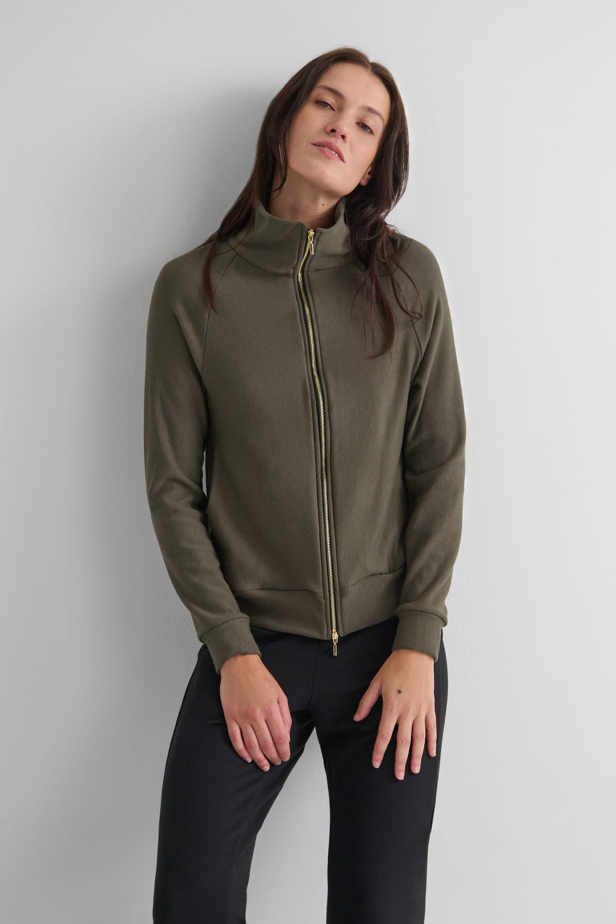 Freedom Full Zip Sweatshirt in Spruce - Women's Full Zip Fleece Sweatshirt in Spruce Green | DAUB