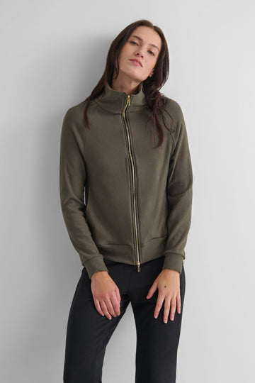 Freedom Full Zip Sweatshirt in Spruce - Women's Full Zip Fleece Sweatshirt in Spruce Green | DAUB