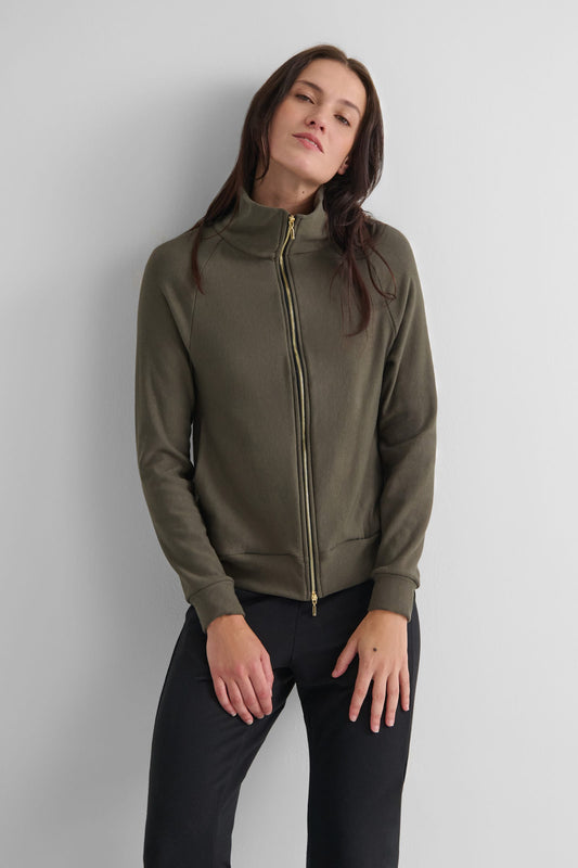 Freedom Full Zip Sweatshirt in Spruce - Women's Full Zip Fleece Sweatshirt in Spruce Green | DAUB
